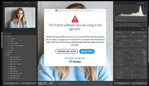 "The Adobe Software You're Using is Not Genuine" Error